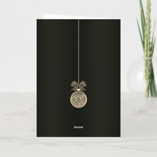Elegant Golden Baubles on Black Christmas Card Kaart (Achterkant)