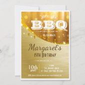 Elegant Golden BBQ Birthday Party Invite Kaart (Voorkant)