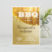 Elegant Golden BBQ Birthday Party Invite Kaart (Staand voorkant)
