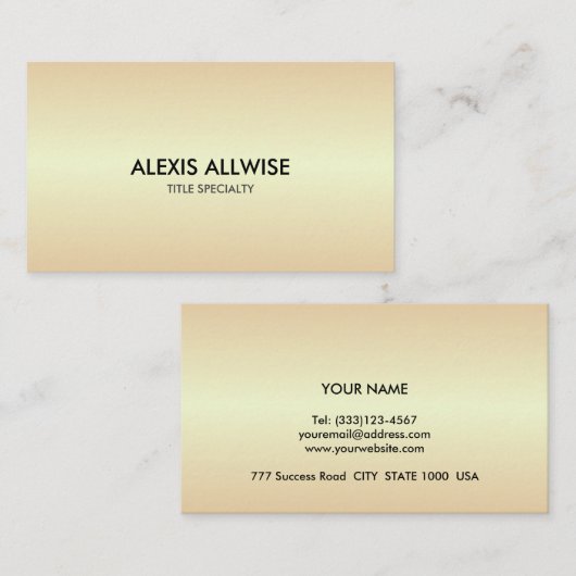 Elegant Golden Beige Metallic look Visitekaartje (Voorkant / Achterkant)