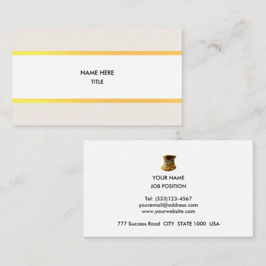 Elegant Golden & Beige Stripes op wit Visitekaartje (Voorkant / Achterkant)