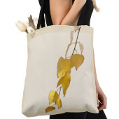 Elegant Golden Birch Leaf Monogram Christmas Gift Tote Bag