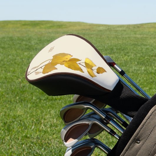 Elegant Golden Birch Leaf Personalized Christmas Golfheadcover