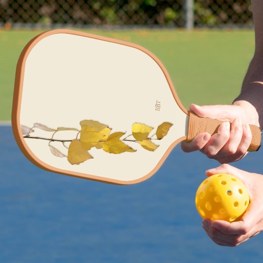 Elegant Golden Birch Leaf Personalized Christmas   Pickleball Paddle
