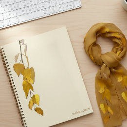 Elegant Golden Birch Leaf Personalized Christmas Planner