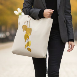 Elegant Golden Birch Leaves Christmas Gift Tote Bag