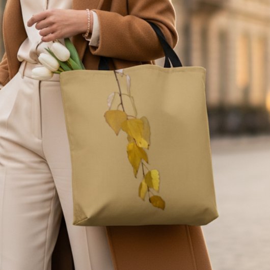 Elegant Golden Birch Leaves Christmas Gift Tote Bag