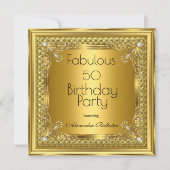 Elegant Golden Birthday Party Gold Diamonds Kaart (Voorkant)