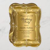 Elegant Golden Birthday Party Gold Elite Diamond Kaart (Voorkant / Achterkant)