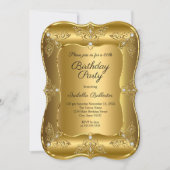 Elegant Golden Birthday Party Gold Elite Diamond Kaart (Voorkant)