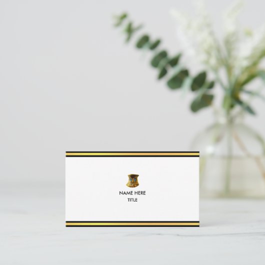 Elegant Golden & Black Stripes op White Visitekaartje (Staand voorkant)
