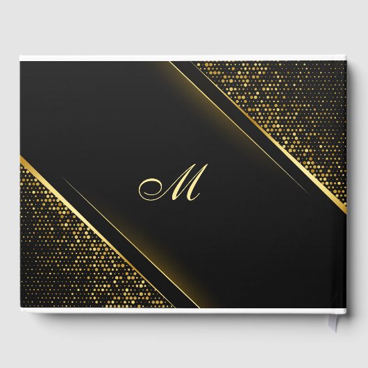 Elegant Golden Black Wedding PHOTO Guest Book Gastenboek (Achterkant)