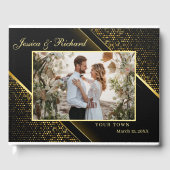 Elegant Golden Black Wedding PHOTO Guest Book Gastenboek (Voorkant)
