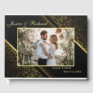 Elegant Golden Black Wedding PHOTO Guest Book Gastenboek