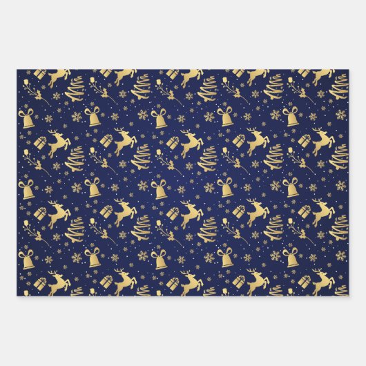 Elegant Golden Black White Luxe kerstcadeau Inpakpapier Vel (Voorkant 3)