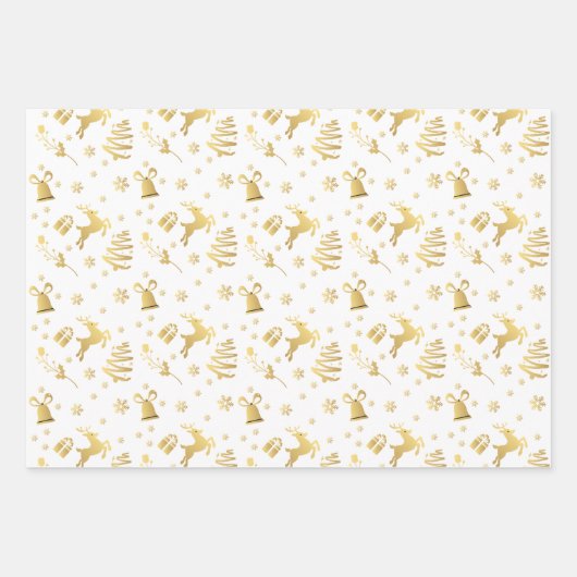 Elegant Golden Black White Luxe kerstcadeau Inpakpapier Vel (Voorkant 2)