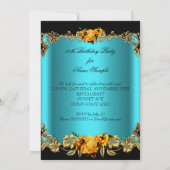 Elegant Golden Blauwgroen Blue Yellow Roses Birthd Kaart (Achterkant)