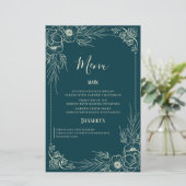 Elegant Golden Bloom Wedding Menu Kaarten (Staand voorkant)