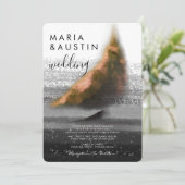 Elegant Golden Boat Black White Waterverf Wedding Kaart (Staand voorkant)