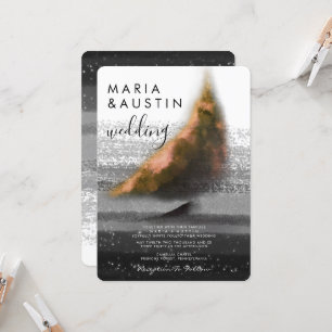 Elegant Golden Boat Black White Waterverf Wedding Kaart