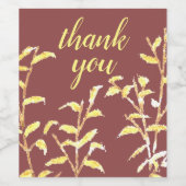 Elegant Golden Botanical Bedankt Wijn Etiket (Enkel label)