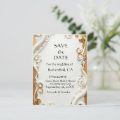 "Elegant Golden Botanical Wedding Invitation - Foi Kaart (Staand voorkant)