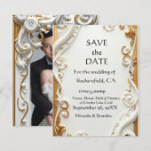 "Elegant Golden Botanical Wedding Invitation - Foi Kaart (Voorkant / Achterkant)