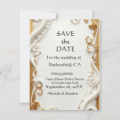 "Elegant Golden Botanical Wedding Invitation - Foi Kaart (Voorkant)