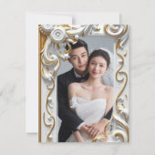 "Elegant Golden Botanical Wedding Invitation - Foi Kaart (Achterkant)