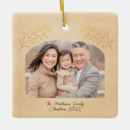 Elegant Golden Branches Arch Photo Beige Keramisch Ornament