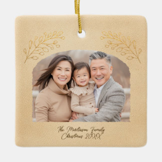 Elegant Golden Branches Arch Photo Beige Keramisch Ornament