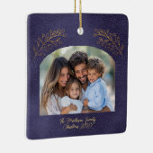 Elegant Golden Branches Arch Photo Blue Keramisch Ornament (Rechts)