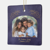 Elegant Golden Branches Arch Photo Blue Keramisch Ornament (Links)