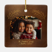 Elegant Golden Branches Arch Photo Brown Keramisch Ornament (Achterkant)