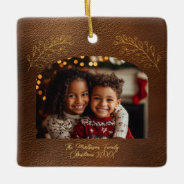 Elegant Golden Branches Arch Photo Brown  Keramisch Ornament