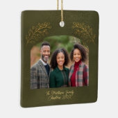 Elegant Golden Branches Arch Photo Green Keramisch Ornament (Rechts)