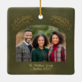 Elegant Golden Branches Arch Photo Green Keramisch Ornament (Achterkant)