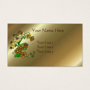 Elegant Golden Brown Flowers Visitekaartje