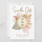 Elegant Golden Brown Pampas Grass Boho Foliage Save The Date (Voorkant)
