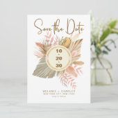 Elegant Golden Brown Pampas Grass Boho Foliage Save The Date (Staand voorkant)