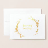 Elegant Golden Brush Script Birthday Wishes Card Folie Kaarten (Voorkant met envelop)