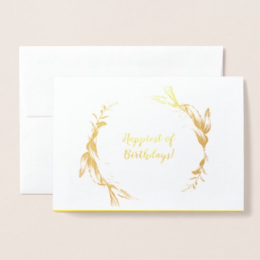 Elegant Golden Brush Script Birthday Wishes Card Folie Kaarten (Voorkant met envelop)
