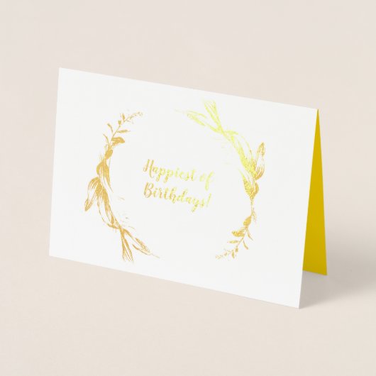 Elegant Golden Brush Script Birthday Wishes Card Folie Kaarten (Voorkant)