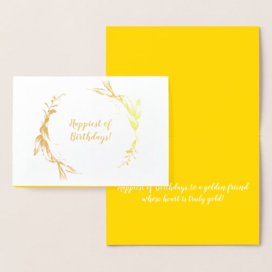 Elegant Golden Brush Script Birthday Wishes Card Folie Kaarten (Display)