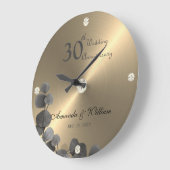 Elegant Golden Brushed Metal Eucalyptus Leaves Grote Klok (Hoek)