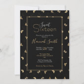 Elegant Golden Butterflies Black Pattern Kaart (Voorkant)