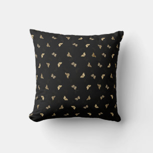 Elegant Golden Butterflies Black Pattern Kussen