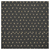 Elegant Golden Butterflies Black Pattern Stof (Swatch)
