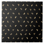 Elegant Golden Butterflies Black Pattern Tegeltje (Voorkant)
