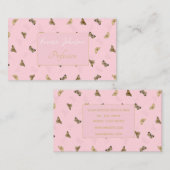 Elegant Golden Butterflies Roze Patroon Visitekaartje (Voorkant / Achterkant)